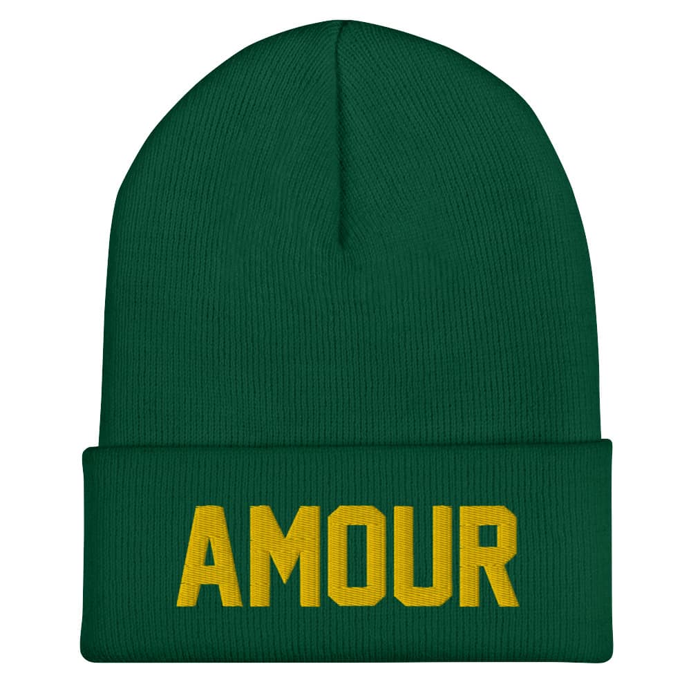 Amour Green Luxe Jersey Font Cuffed Beanie - Image 2