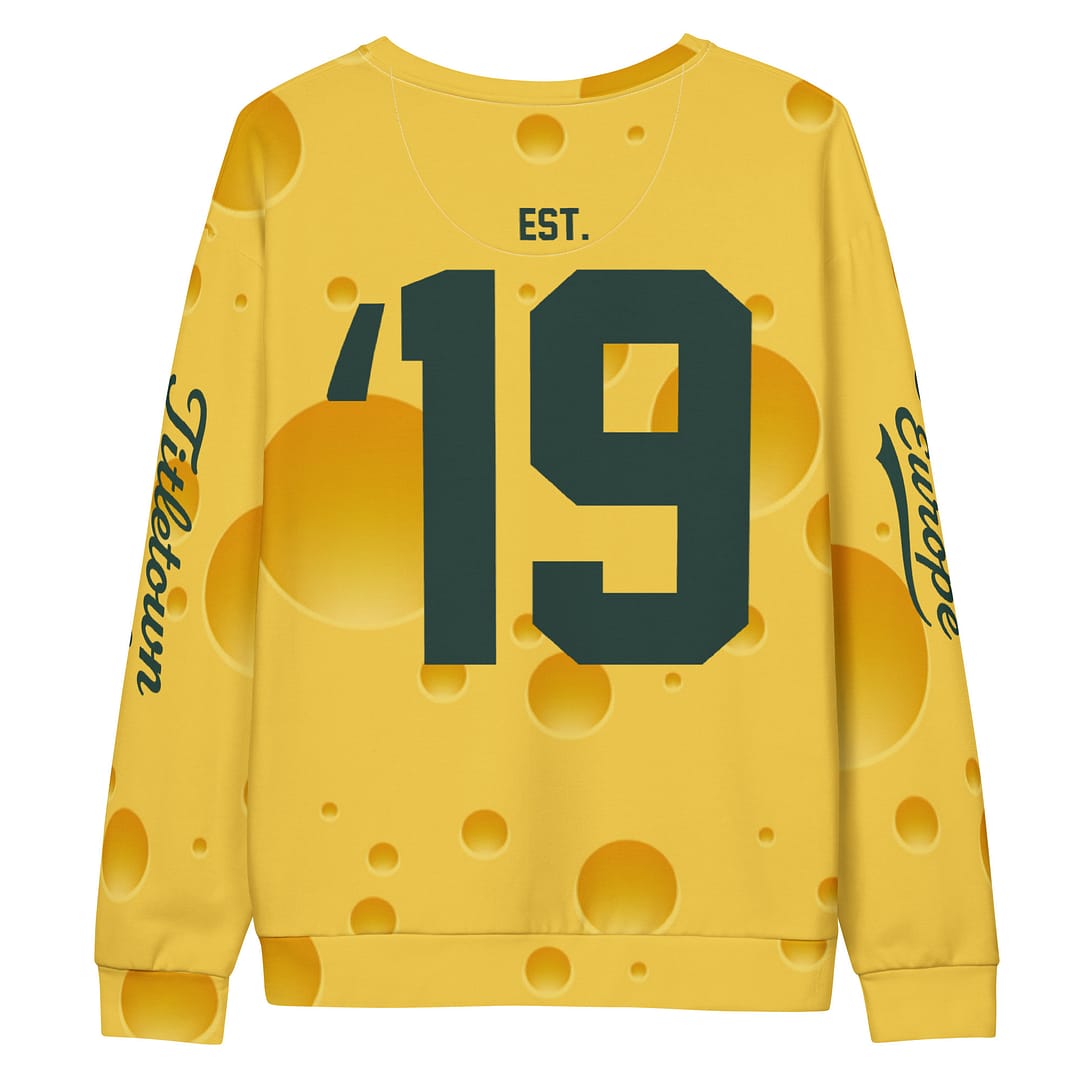 La Baye Verte Packers Fromage Cheesehead All Over Unisex Cotton Jersey - Image 2